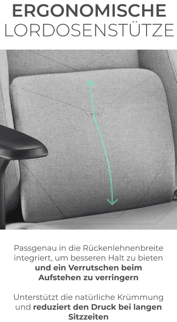 Ergonomische Lendenstütze, passt sich dem Rücken an und entlastet